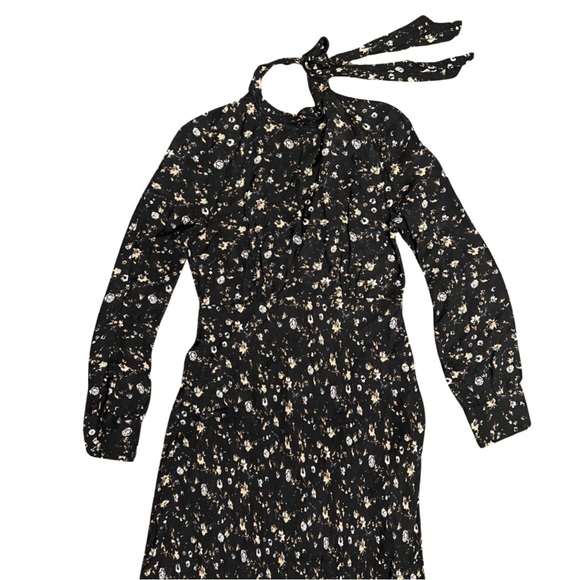 IRO Womens Casual Long Sleeve Floral Tie Neck Maxi Dress Black Size 40 Us 8 - Picture 7 of 14